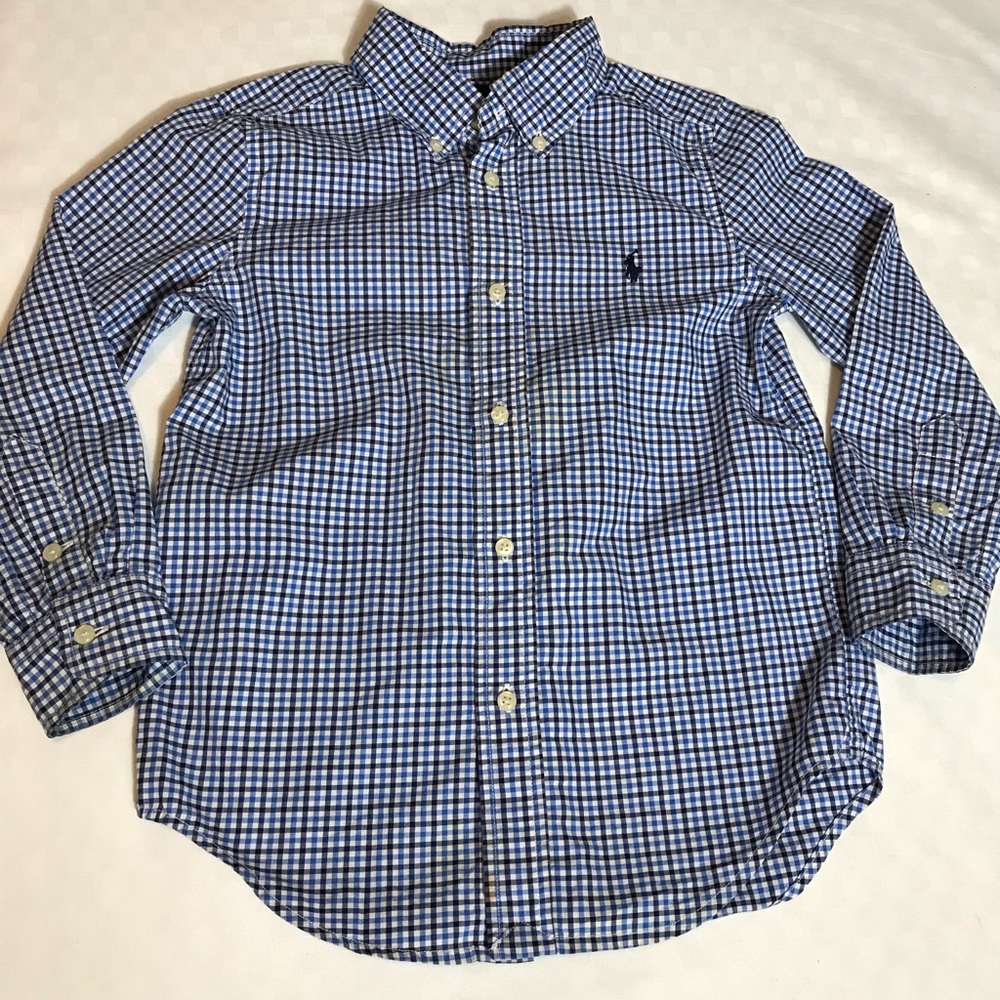 Ralph Lauren Blue Gingham Button-Down Kids Shirt 5